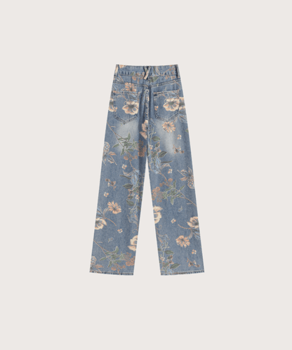 Vintage Flower Print Denim ヴィンテーフラワーデニム - LOVE POMME POMME